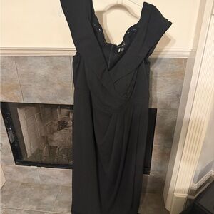 Xscape Off the Shoulder Black Evening Gown